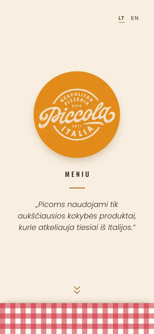 Piccola Italia meniu